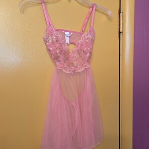 Victoria's Secret Pink Sheer Lace Babydoll Chemise